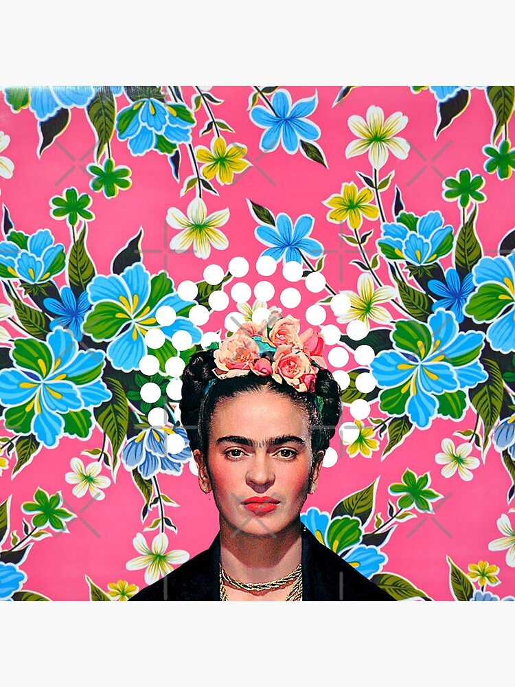 Frida Kahlo Flowers Color On Pink Mexican Tablecloth Canvas Print