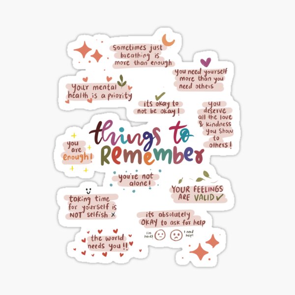 Mental Health Reminders Sticker For Sale By Owlcreates Redbubble