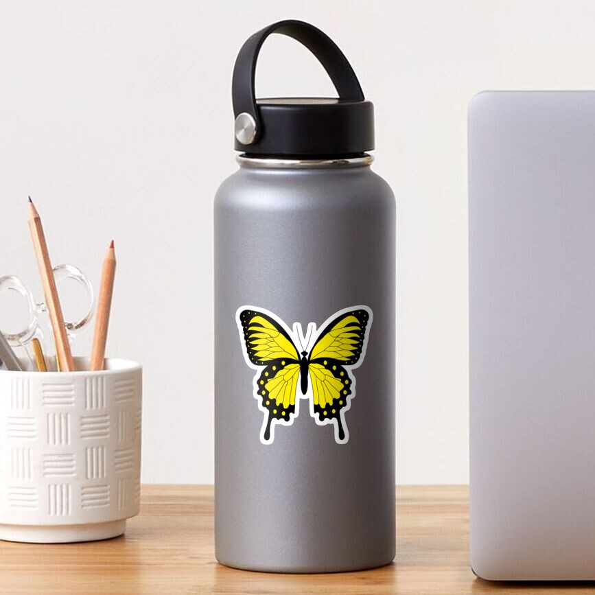 Yellow Butterfly Sticker For Sale By Laurenbasamot Redbubble