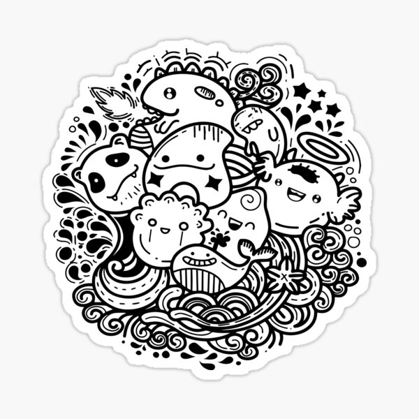 Cute Charecters Line Vector Art Sticker For Sale By Inkartwear