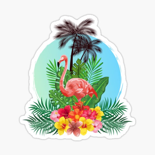 Flamingo And Palm Trees Sticker By Ofthebushveld Redbubble