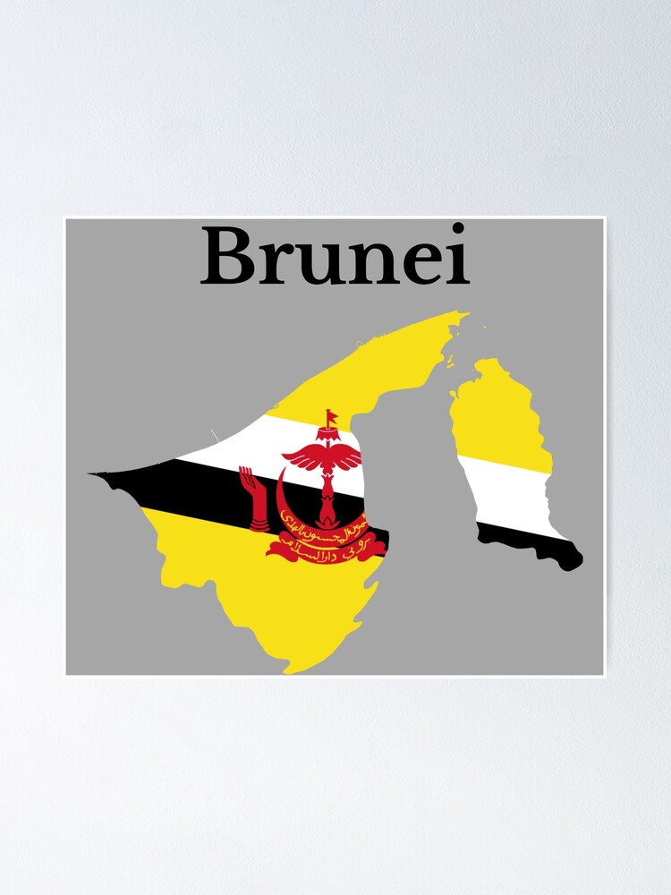 Póster Mapa de la bandera de Brunei de marosharaf Redbubble