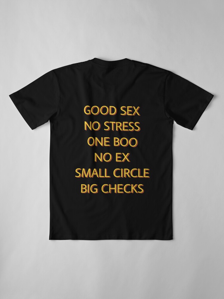GOOD SEX NO STRESS ONE BOO NO EX SMALL CIRCLE BIG CHECKS T Shirt By