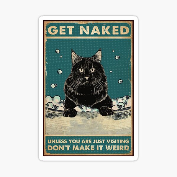 Black Cat Get Naked Sticker For Sale By Akubar Redbubble