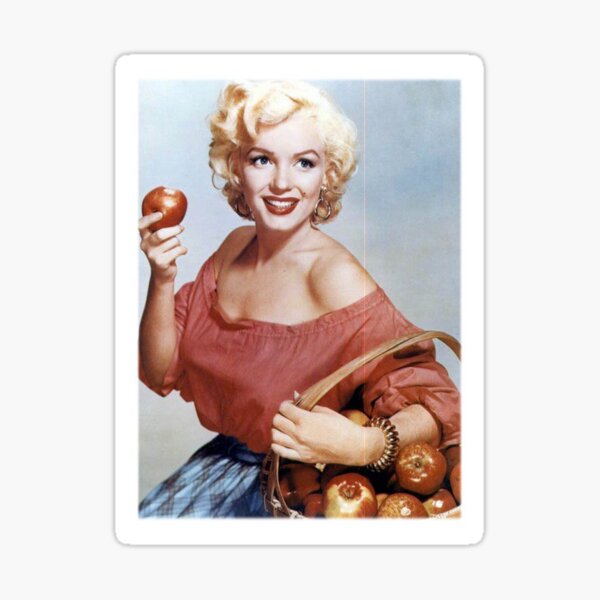 Marilyn Monroe With Apple Sticker For Sale By Byleyn Redbubble