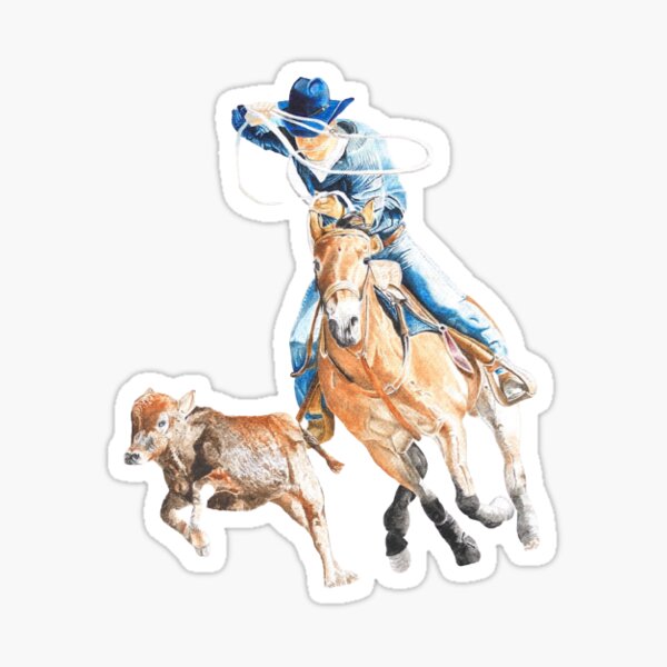 Retro Cowboy Sticker For Sale By Art By Trev Redbubble