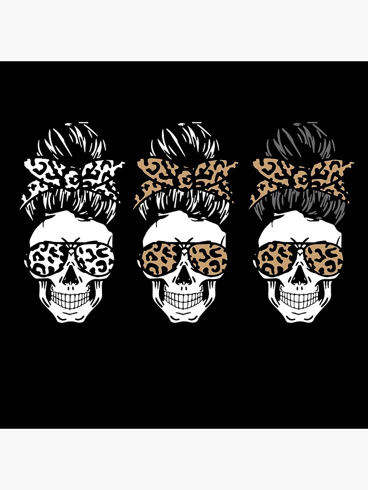 Leopard Mom Life Skull Messy Bun Skull Mom Life Skull With