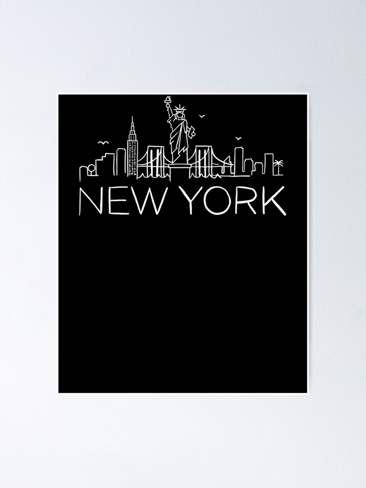 Nyc New York City Skylines Statue Of Liberty Birds Poster By