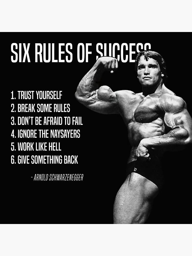 ARNOLD SCHWARZENEGGER SIX RULES OF SUCCESS BODYBUILDING Poster By