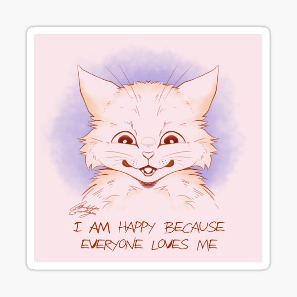 Louis Wain Everyone Loves Me Cat Sticker By Teeth Lovin Redbubble