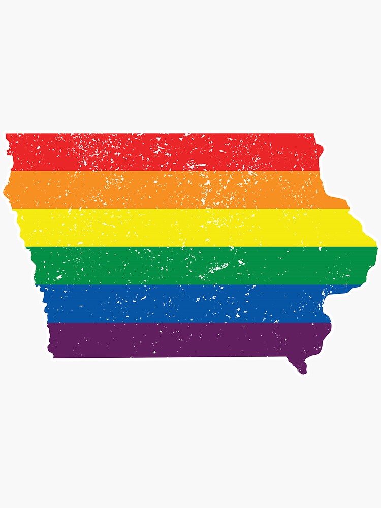 Iowa Gay Pride Flag Distressed Sticker For Sale By UBUCO Redbubble