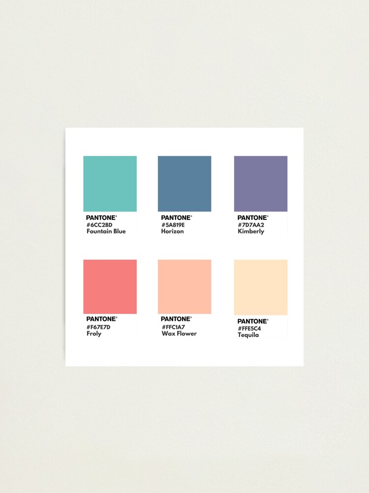 Soft Blue And Peach Tones Palette Pantone Color Swatch Photographic Print By Softlycarol