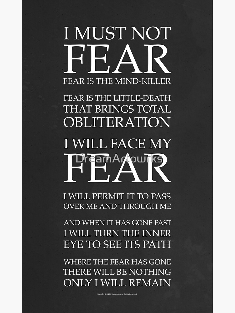 Fear Is The Mind Killer Dune Litany Sticker For Sale By Dream