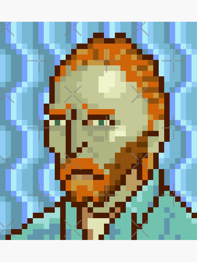 Van Gogh Pixel Art Sticker By Pixelart Bit Redbubble