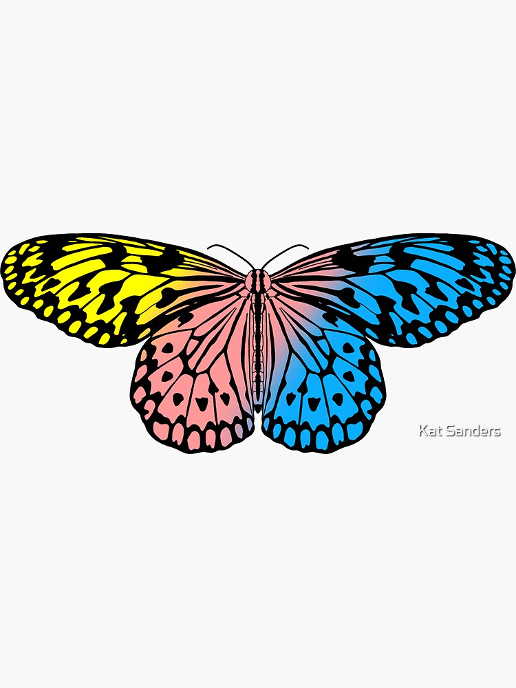 Pansexual LGBTQIA Pride Butterfly Sticker By Paintedkat Redbubble