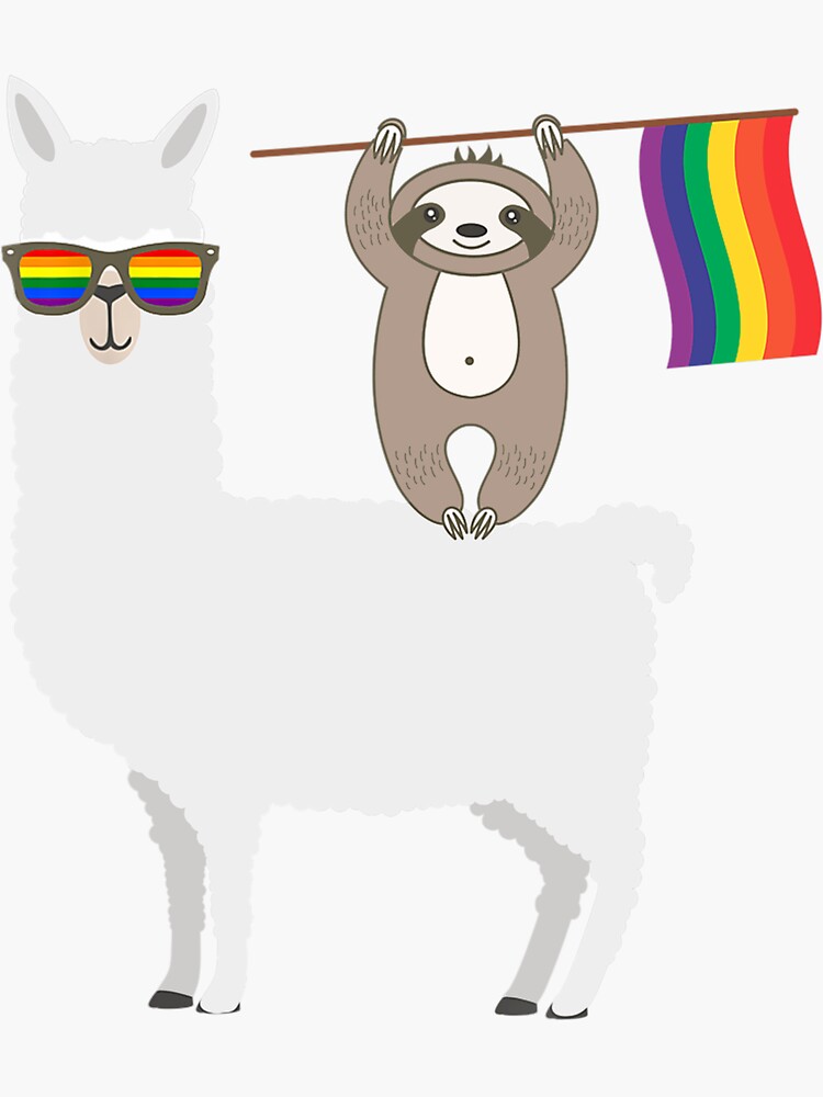 Lgbt Sloth Riding A Llama Lesbian Gay Bisexual Transgender Rainbow