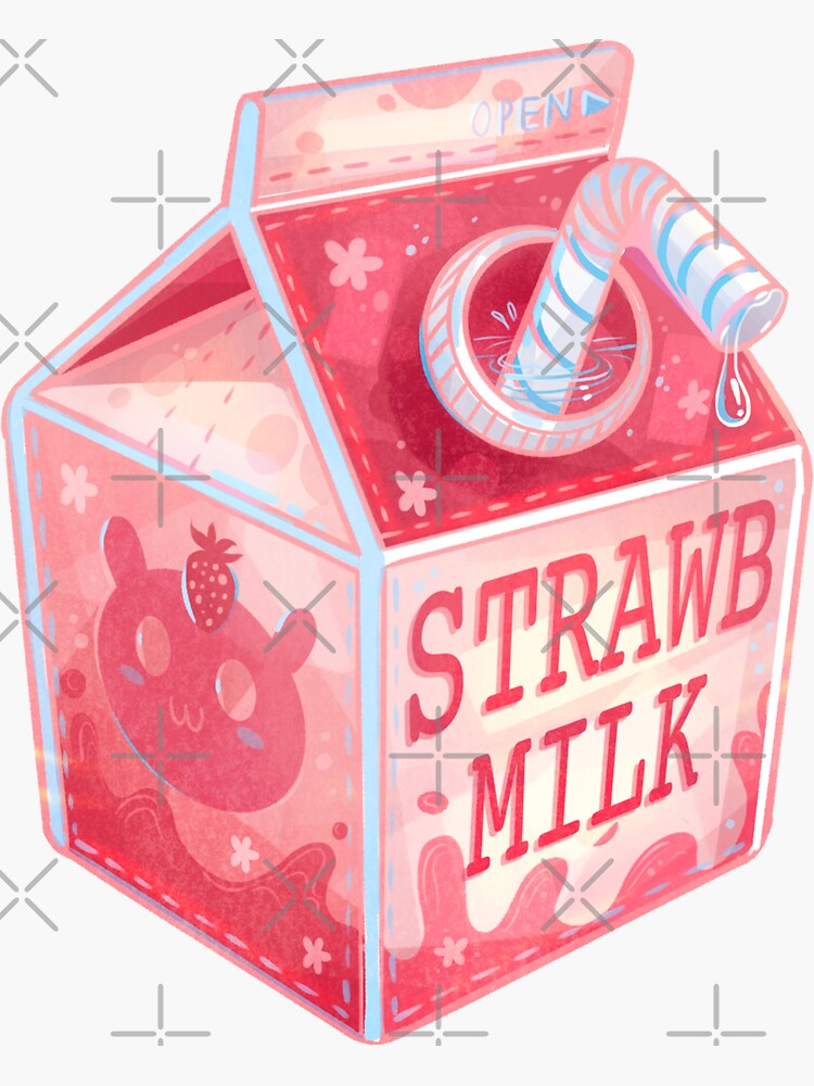 Cute Strawberry Milk Carton Sticker For Sale By Galaxychicken Redbubble