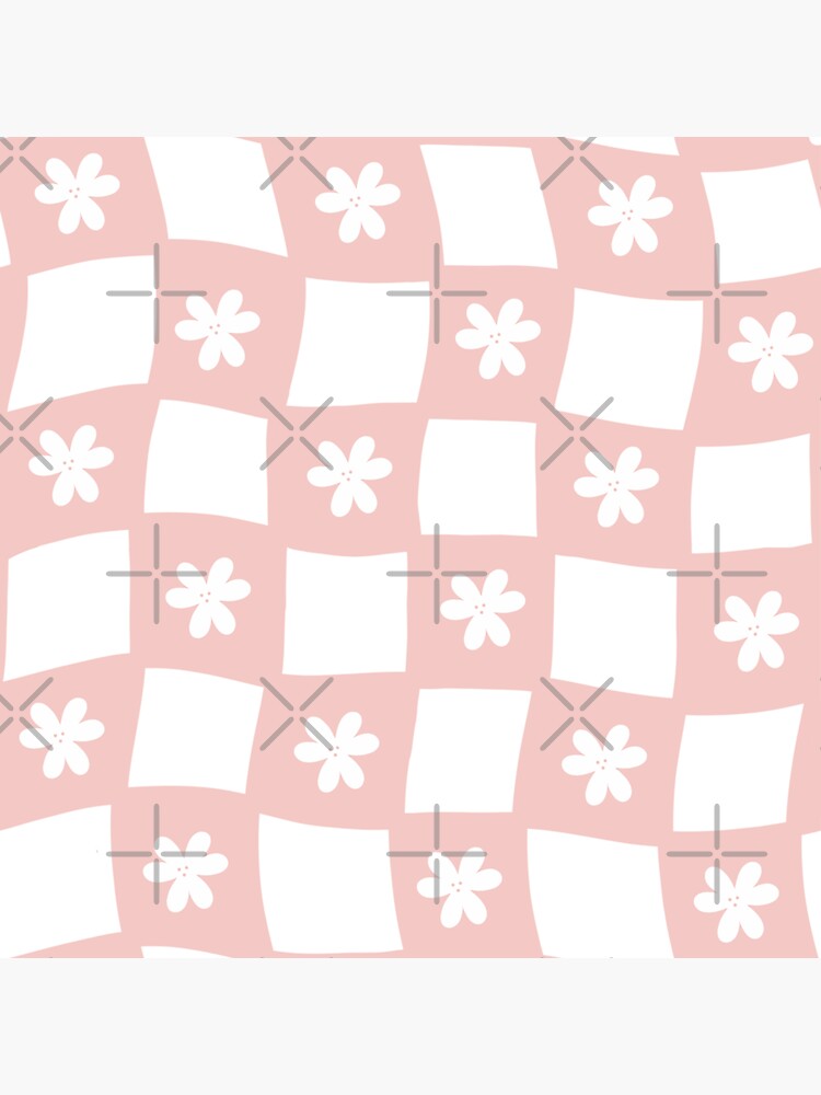 Large Floral Checker Board Pastel Blush Pink Sticker For Sale By