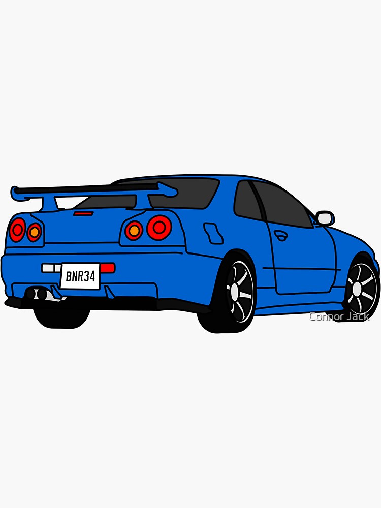 Blue Nissan Skyline R34 GTR Sticker For Sale By Jack10685 Redbubble