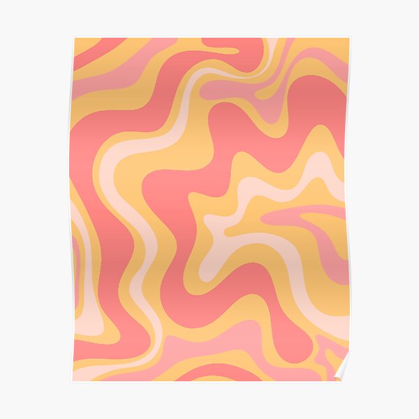 Liquid Swirl Retro Modern Abstract Pattern In Mustard Yellow Pink