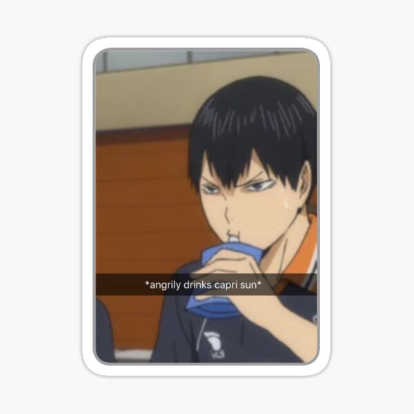 Tobio Kageyama Drinking Aggressively Sticker By Yuennbunn Redbubble