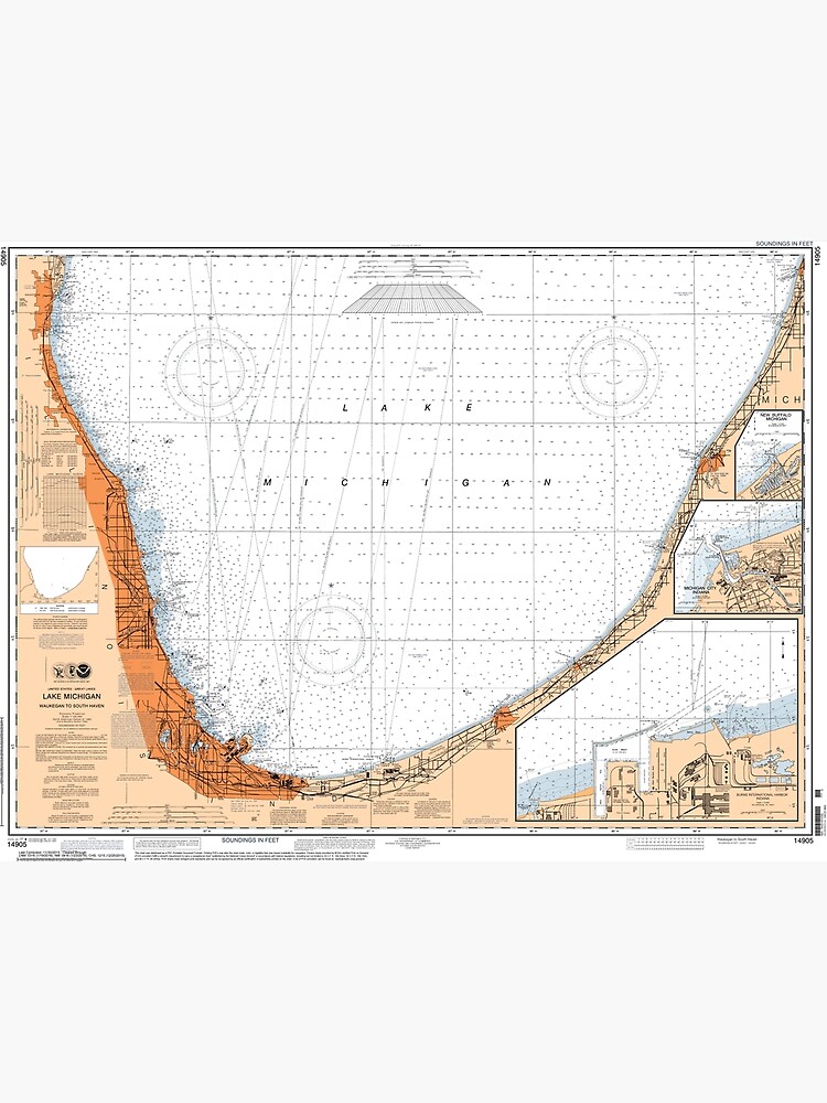 Póster Mapa del lago Michigan Mapa de Chicago de parmarmedia