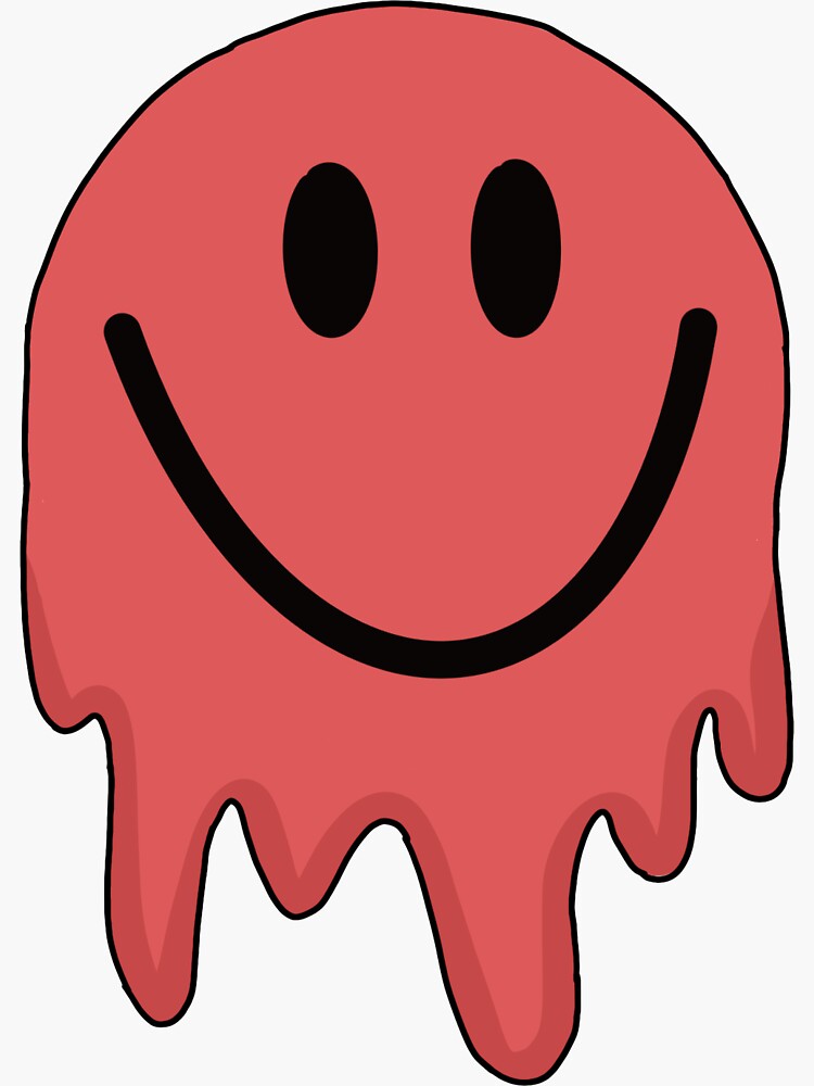 Pink Drippy Smiley Face Sticker For Sale By Abbyk20 Redbubble