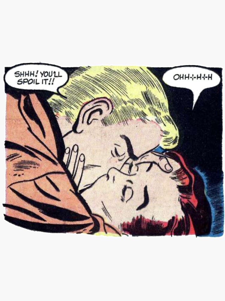 Romantic Retro Couple Kissing In Vintage Popart Romance Comic Style