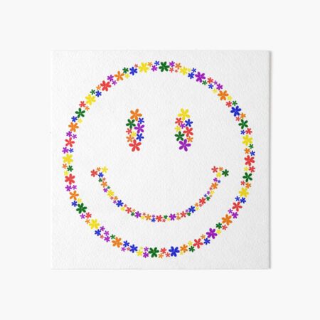 Floral Smiley Face Discreet Gay Pride Art Board Print By