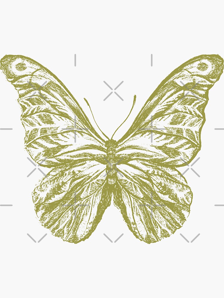 Gold Butterfly Sticker For Sale By Marleenmichels Redbubble