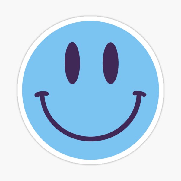 Light Blue Smiley Face Sticker For Sale By Isabeledmondson Redbubble