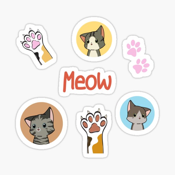 Cute Cartoon Cats Sticker For Sale By Crazyyapiart Redbubble