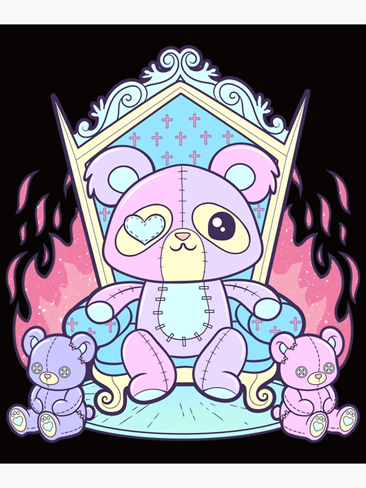 Kawaii Pastel Goth Cute Creepy Killer Teddy Bear Poster For Sale By