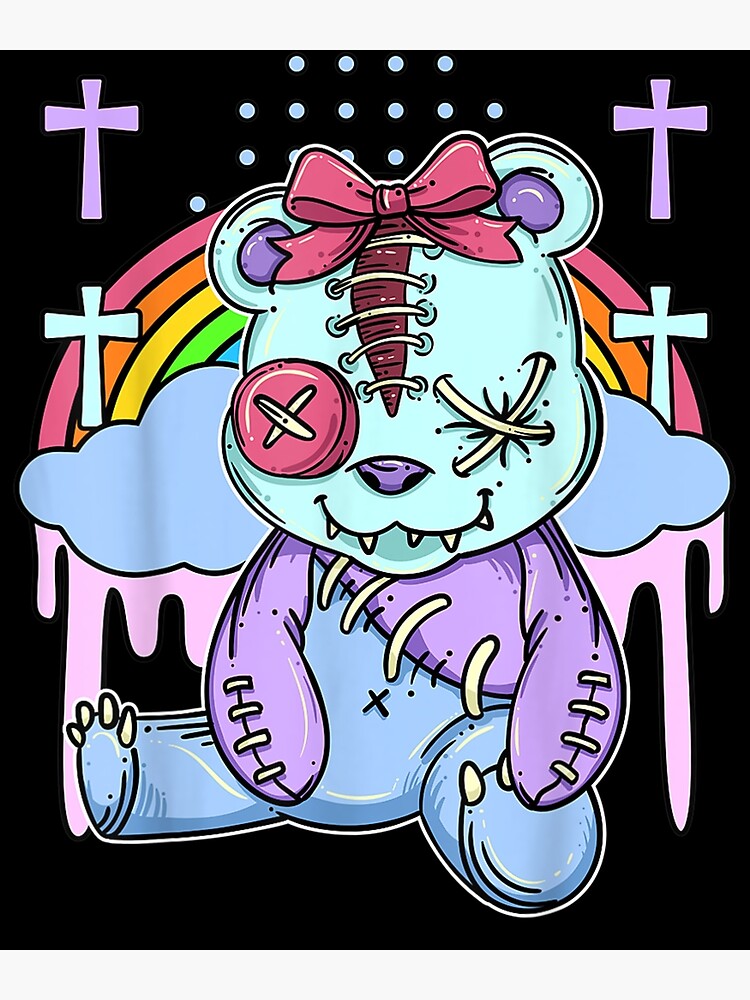 Creepy Cute Pastel Goth Teddy Bear Voodoo Doll For Teens Poster By