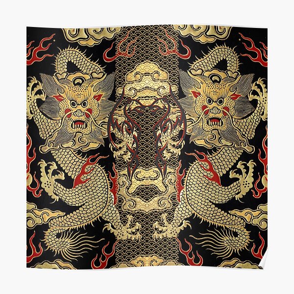 Dragon Dragon Dragon Tatoo Poster For Sale By Stratoguayota Redbubble