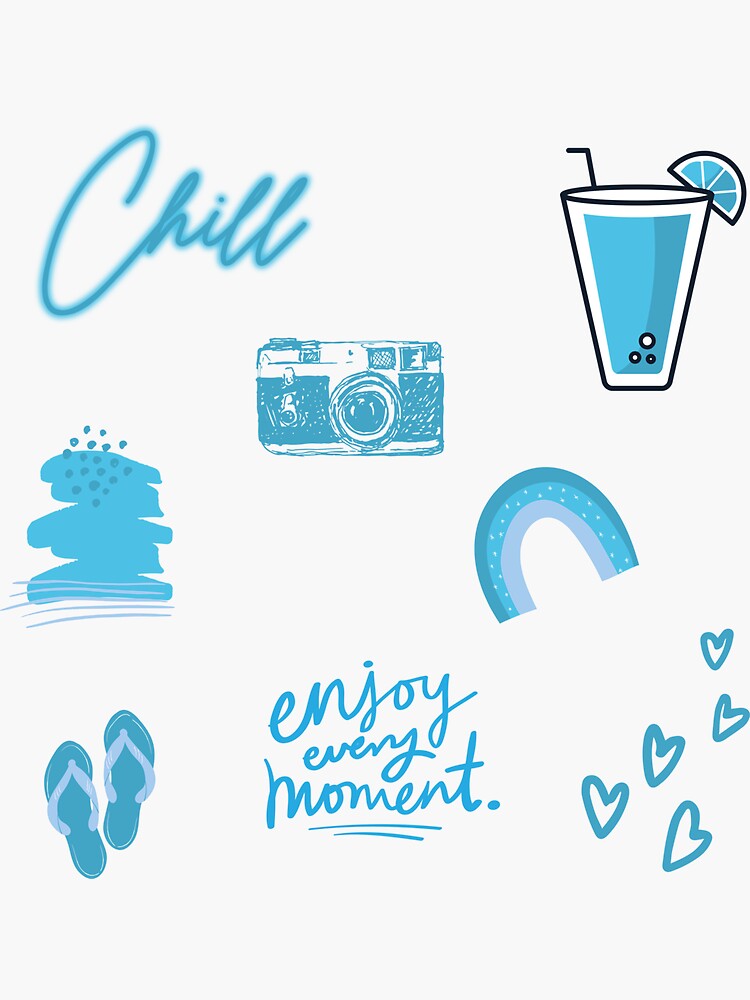 Blue Aesthetic Sticker Pack Sticker For Sale By Sanchidora Redbubble