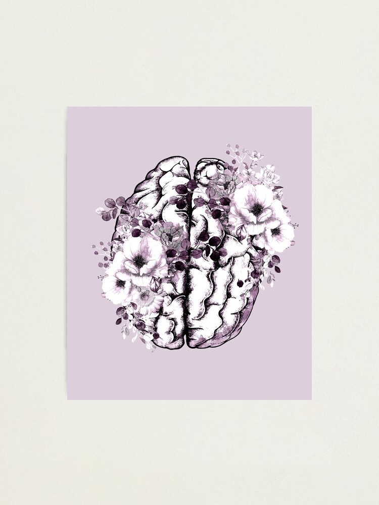 Lámina fotográfica Cerebro humano floral arte cerebral estilo