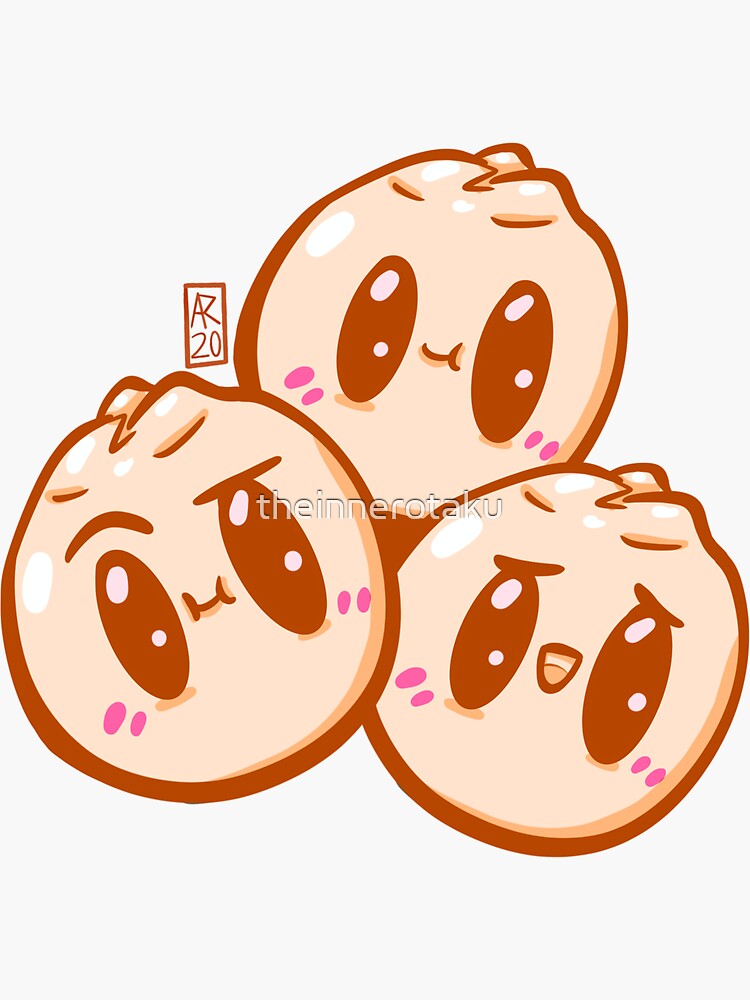 Steamed Buns Kawaii Food Sticker For Sale By Theinnerotaku Redbubble