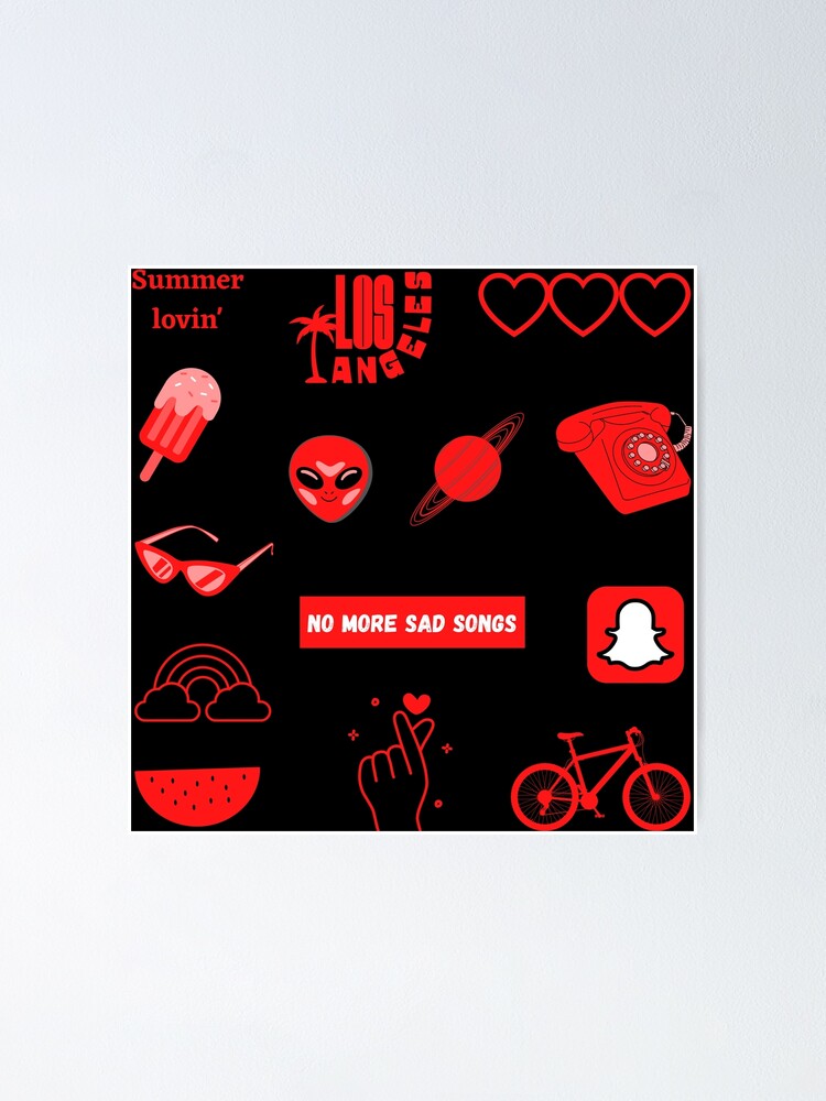 Red Aesthetic Pack Poster By Hoetoons Redbubble