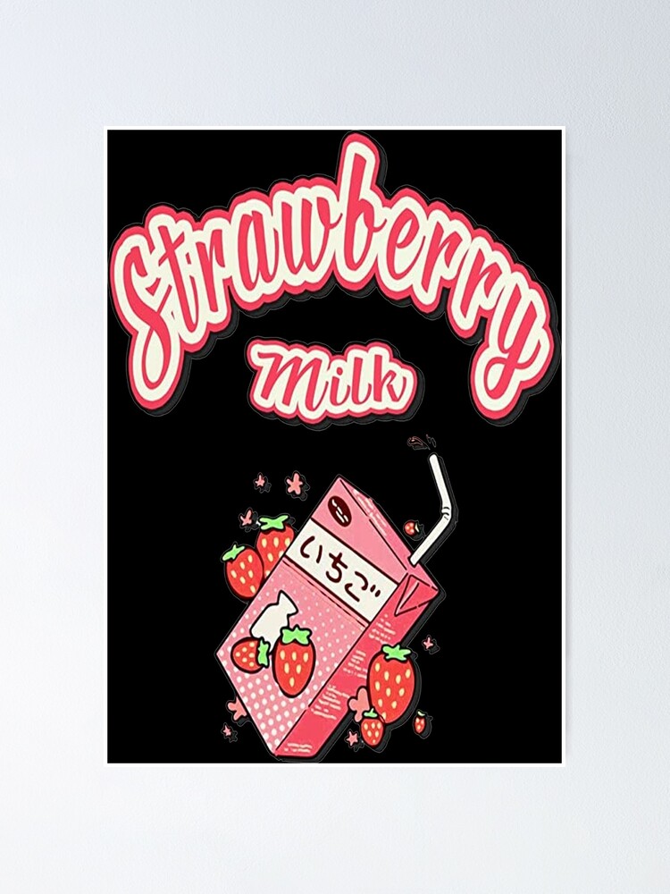 Japanese Aesthetics Kawaii Strawberry Milk Shake Poster By