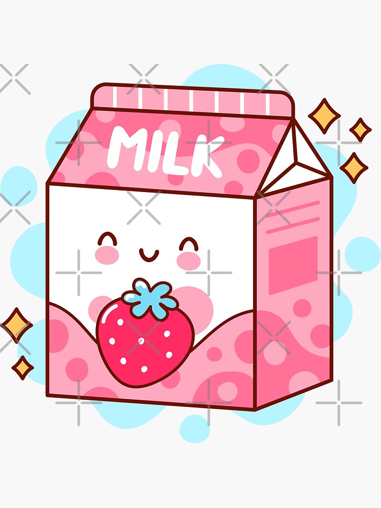 Japanese Aesthetics Kawaii Strawberry Milk Shake Sticker By Chulitad