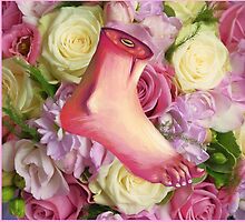 Severed Foot on Flower Bed by the-holy-foot