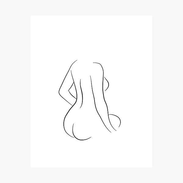 Female Nude Line Art Drawing Buxom Bria Photographic Print For Sale