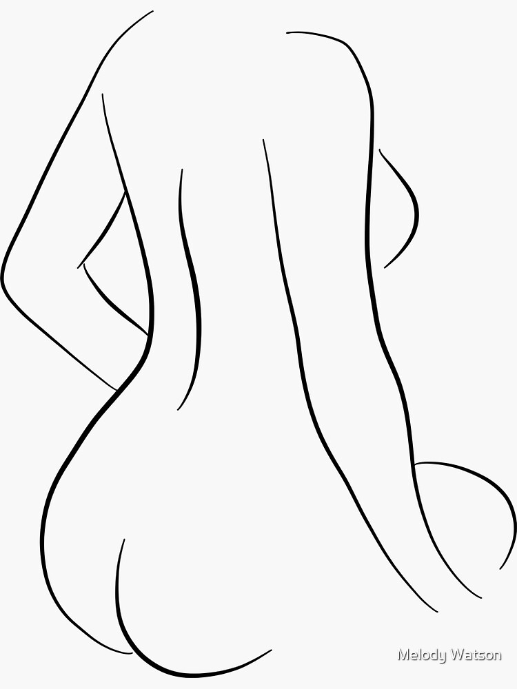 Female Nude Line Art Drawing Buxom Bria Sticker For Sale By Odyanne