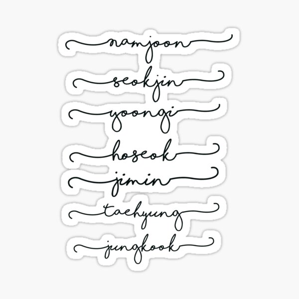 Bts Signatures Sticker By Artbynini Redbubble