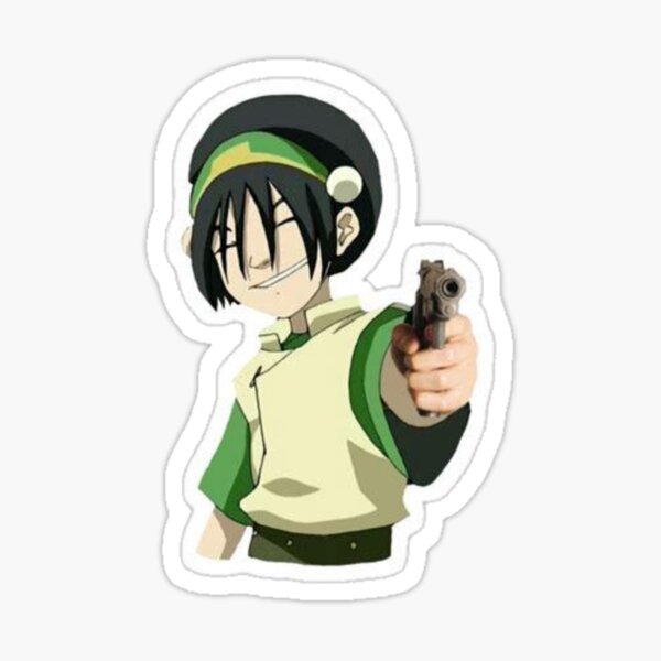 Toph Smiling With Gun Funny Meme Sticker By Saltyme0w Redbubble