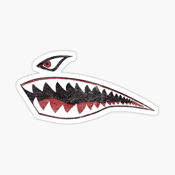 P 40 WARHAWK Nose Art Shark Mouth Sticker By Enigmaticone Redbubble