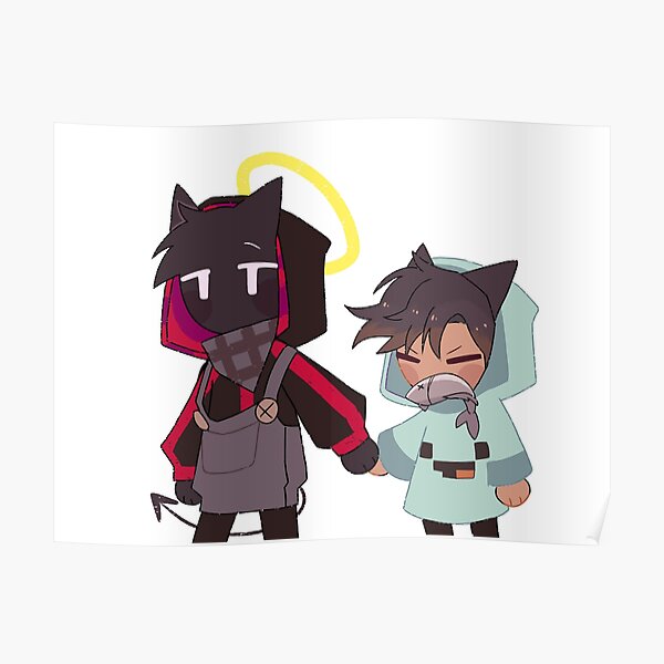 Skeppy And Badboyhalo Neko Poster For Sale By Derpylemon Redbubble