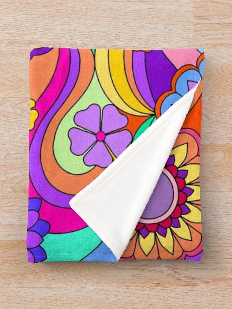 Groovy Psychedelic Flower Power Throw Blanket For Sale By