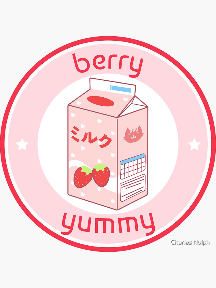 Kawaai Super Cute Strawberry Milk Carton Sticker For Sale By